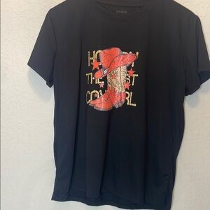 Black Tee with Red Cowboy Graphic